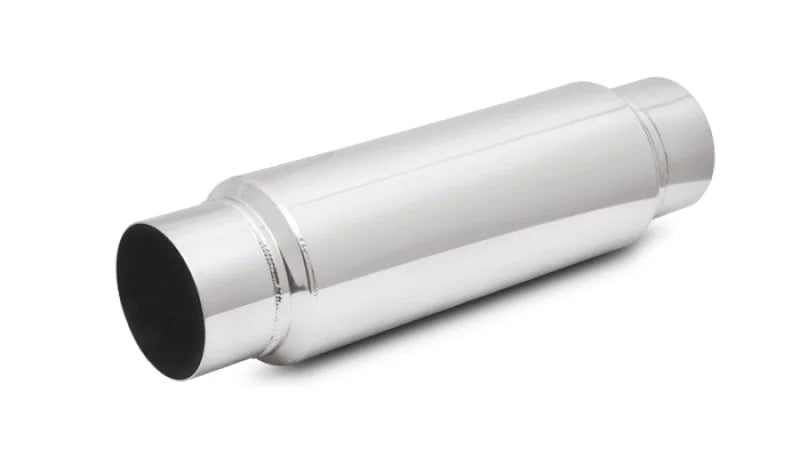 Vibrant SS Resonator (Standard Design) 3.5in inlet/outlet x 18in long w/5in OD resonator body - Side View