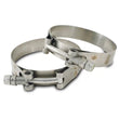 Load image into Gallery viewer, Vibrant SS T-Bolt Clamps Pack of 2 Size Range: 2.27in to 2.63in O.D. For use with 2in I.D. couplings - Side View