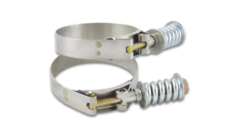 Vibrant SS T-Bolt Clamps Pack of 2 Size Range: 3.78in to 4.08in OD For use w/ 3.5in ID Couplings - Main Product View