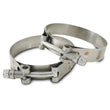 Load image into Gallery viewer, Vibrant SS T-Bolt Clamps Pack of 2 Size Range: 4.20in to 4.60in O.D. For use with 4in I.D. couplings - Side View