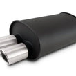 Load image into Gallery viewer, Vibrant StreetPower Black Oval Muffler with Dual Offset Tip 3-inch Inlet ID 3-inch Tip OD 9.5-inch x 6.75-inch x 15-inch - Main Product Vie...