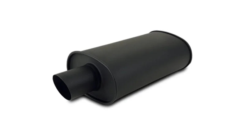 Vibrant StreetPower FLAT BLACK Oval Muffler with Single 3in Outlet - 3in inlet I.D. - Side View