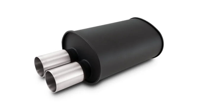 Vibrant StreetPower Flat Black Muffler 9.5-inch x 6.75-inch x 15-inch Body 2.5-inch Inlet ID 3-inch Tip OD with Dual Strai...