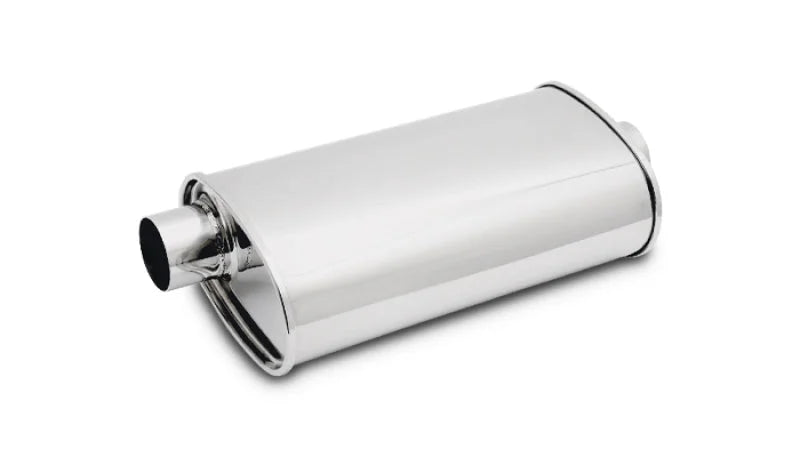Vibrant StreetPower Oval Muff 5in x 9in x 15in long body 2.25in in I.D. x 2.25in out Offset-Center - Side View