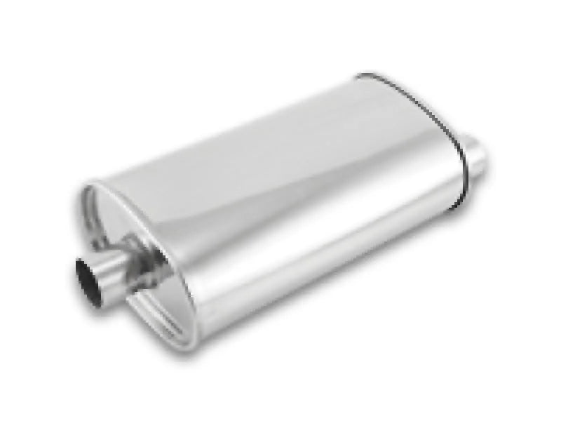 Vibrant StreetPower Oval Muffler - 2in Inlet/Dual Outlet (Center In - Offset Out) - Detail View