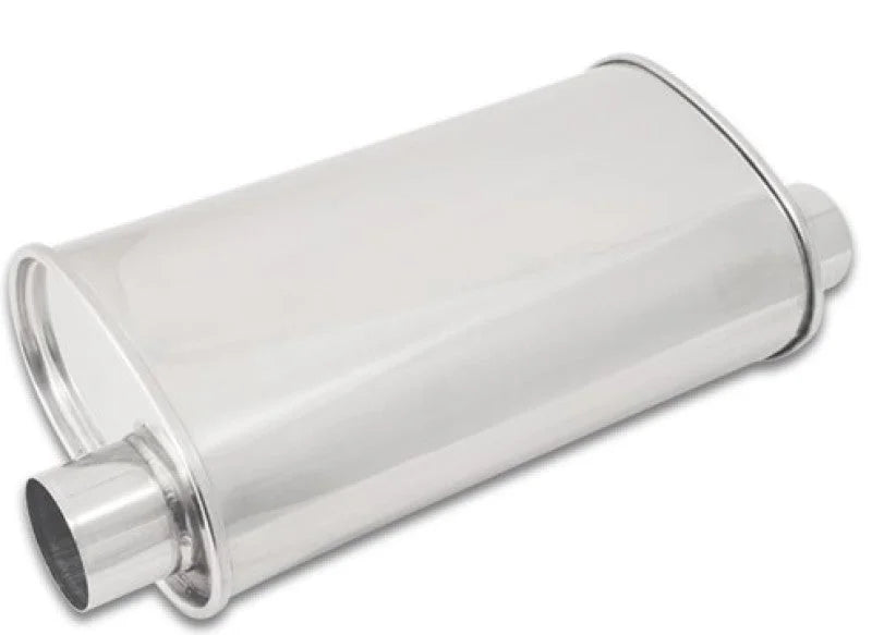 Vibrant StreetPower Oval Muffler 5in x 9in x 15in - 2.5in inlet/outlet (Offset-Offset Same Side) - Detail View
