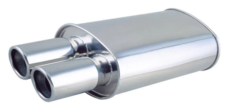 Vibrant StreetPower Oval Muffler 5in x 9in x 15in - 2.25in inlet/outlet (Offset-Offset Same Side) - Side View