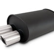 Load image into Gallery viewer, Vibrant Streetpower Flat Blk Muffler 9.5x6.75x15in Body 2.5in Inlet ID 3in Tip OD w/Dual Angle Tips - Main Product View