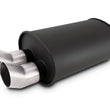 Load image into Gallery viewer, Vibrant Streetpower Flat Blk Muffler 9.5x6.75x15in Body 2.5in Inlet ID 3in Tip OD w/Dual DTM Tips - Main Product View