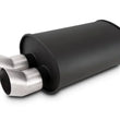 Load image into Gallery viewer, Vibrant Streetpower Flat Blk Muffler 9.5x6.75x15in Body 2.5in Inlet ID 3in Tip OD w/Dual DTM Tips - Main Product View