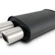 Load image into Gallery viewer, Vibrant Streetpower Flat Blk Muffler 9x5x15in Body 2.5in Inlet ID 3in Tip OD w/Dual Angle Tips - Main Product View