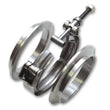 Load image into Gallery viewer, Vibrant T304 SS V-Band Flange Assembly for 2.75in O.D. Tubing incl 2 V-Band flanges &amp; 1 V-Band Clamp - Side View