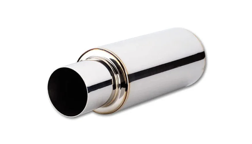 Vibrant TPV Round Muffler (23in Long) with 4in Round Tip Straight Cut - 4in inlet I.D. - Side View