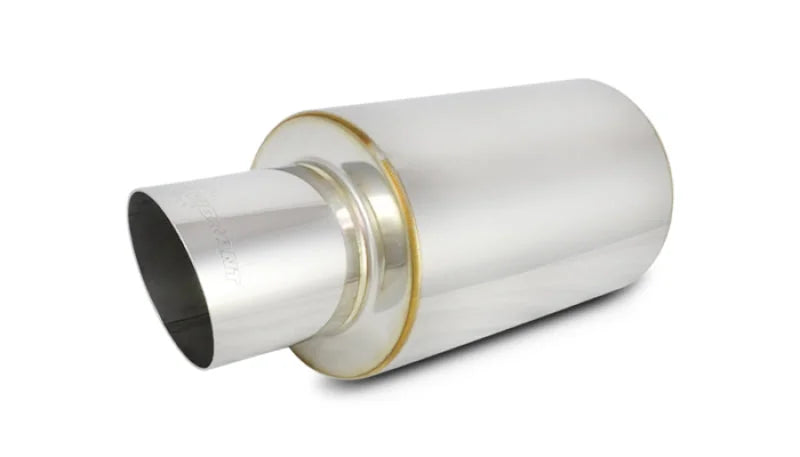 Vibrant TPV Turbo Round Muffler (17in Long) with 4in Round Tip Angle Cut - 3in inlet I.D. - Side View