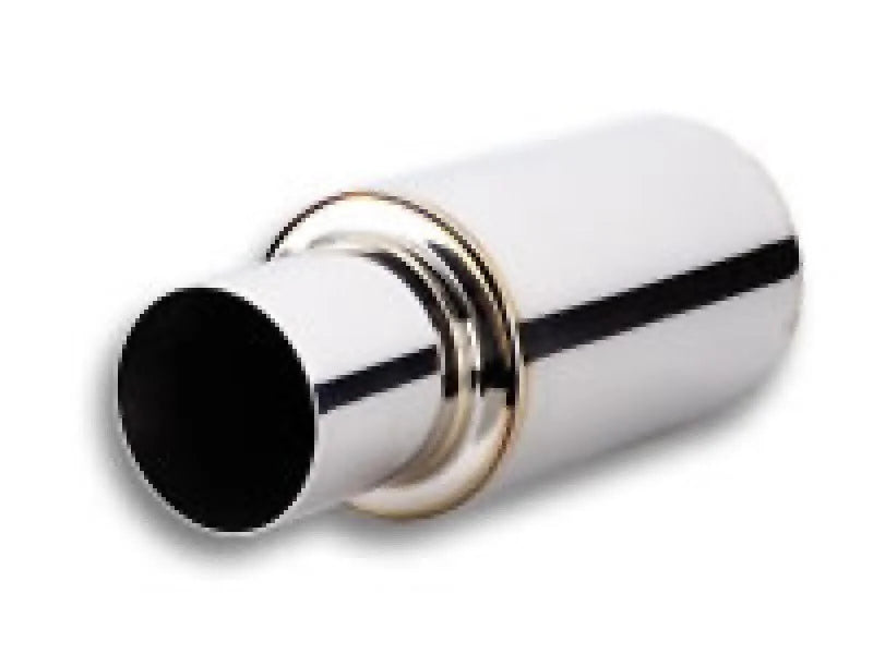 Vibrant TPV Turbo Round Muffler (17in Long) with 4in Round Tip Straight Cut - 3in inlet I.D. - Side View