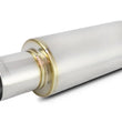 Load image into Gallery viewer, Vibrant TPV Turbo Round Muffler (23in Long) with 4in Round Tip Straight Cut - 3in inlet I.D. - Main Product View