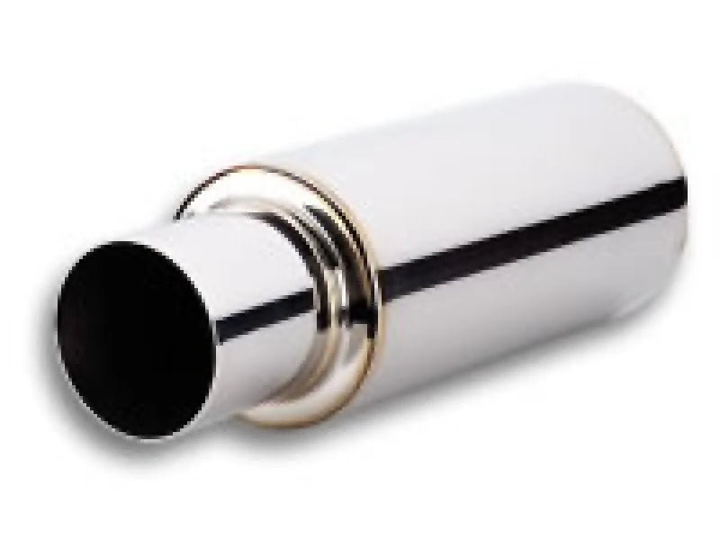 Vibrant TPV Turbo Round Muffler (23in Long) with 4in Round Tip Straight Cut - 3in inlet I.D. - Side View
