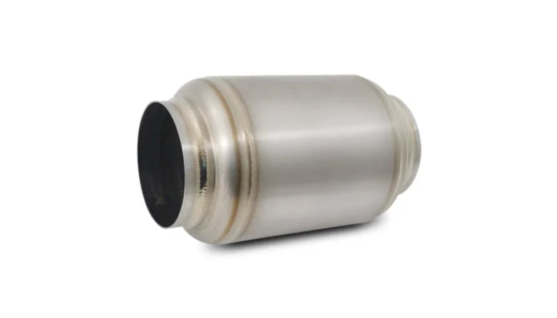 Vibrant Titanium Muffler w/Natural Tip 3.5in. Inlet / 3.5in. Outlet / 5.5in Dia - Side View