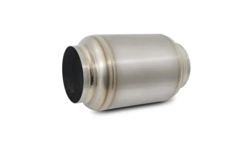 Vibrant Titanium Muffler w/Natural Tip 3.5in. Inlet / 3.5in. Outlet / 5.5in Dia - Side View