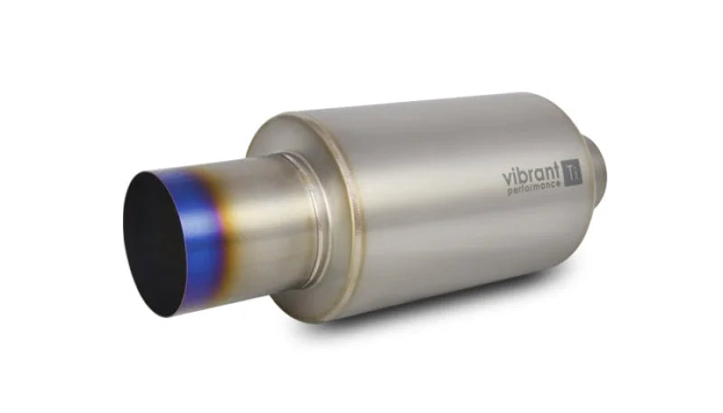 Vibrant Titanium Muffler w/Straight Cut Burnt Tip 3in. Inlet / 3in. Outlet - Side View