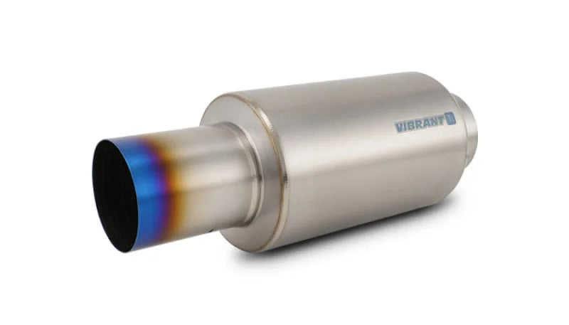 Vibrant Titanium Muffler w/Straight Cut Burnt Tip 4in Inlet / 4in Outlet - Side View