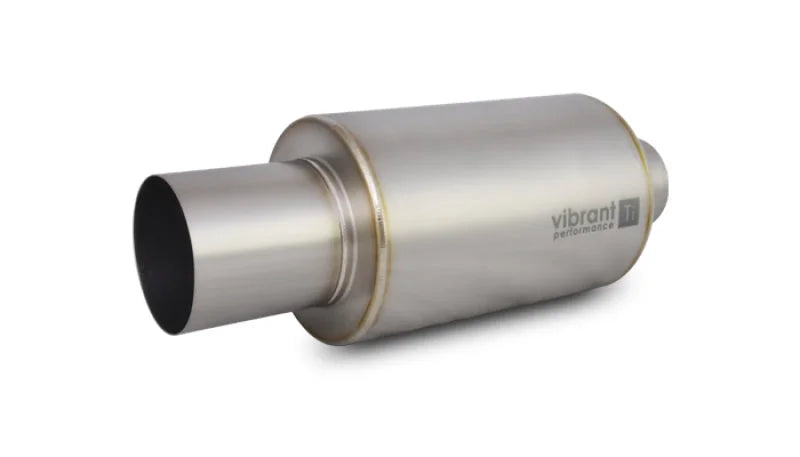 Vibrant Titanium Muffler w/Straight Cut Natural Tip 3.5in Inlet / 3.5in Outlet - Back View