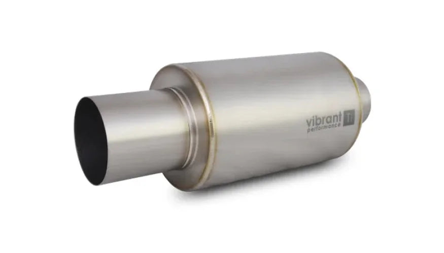 Vibrant Titanium Muffler w/Straight Cut Natural Tip 3.5in Inlet / 3.5in Outlet - Back View