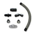 Load image into Gallery viewer, Vibrant Univ Top Mount Oil Drain Kit incl 20in Teflon lined S.S. hose Fitting - Side View