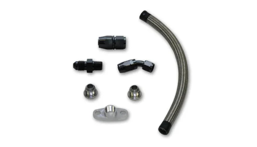 Vibrant Univ Top Mount Oil Drain Kit incl 20in Teflon lined S.S. hose Fitting - Side View