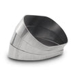 Load image into Gallery viewer, Vibrant Vertical 304 SS Oval Pie Cuts 4.0in OD Tight 45 Degree Elbow - Side View