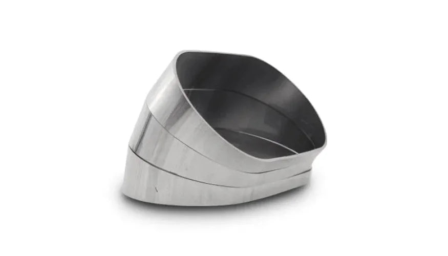 Vibrant Vertical 304 SS Oval Pie Cuts 4.0in OD Tight 45 Degree Elbow - Side View