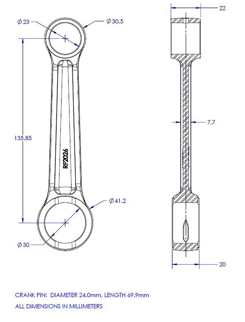 VintCo Connecting Rod Kit - Installation View