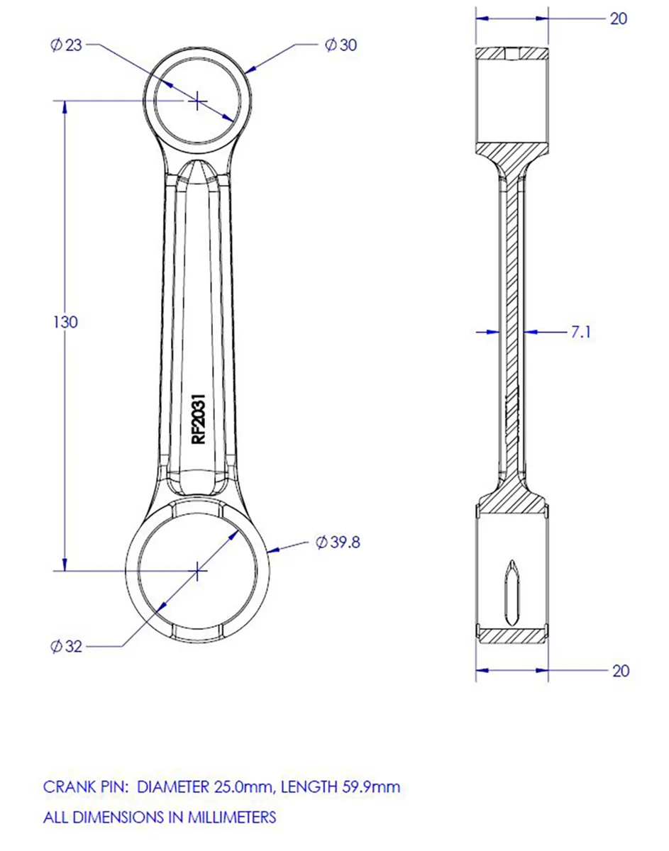 VintCo Connecting Rod Kit - Back View