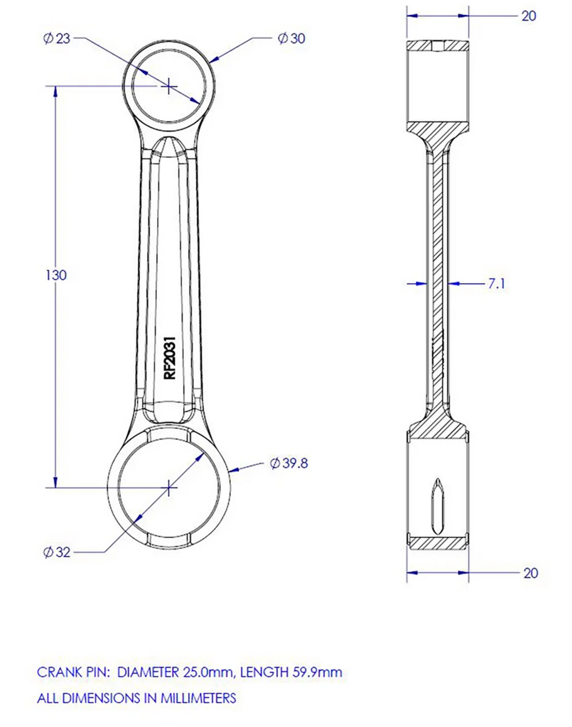 VintCo Connecting Rod Kit - Back View