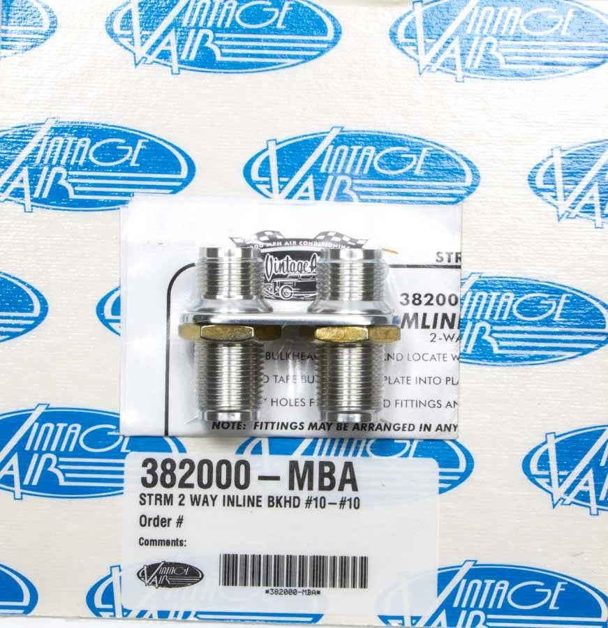 Vintage Air 2 Way In Line Bulkhead #10 and #10 O-Ring 382000-MBA