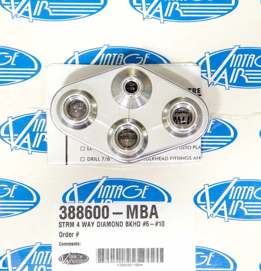 Vintage Air 4 Way Diamond Bulkhead #6 & #10 Male O-Ring 388600-MBA