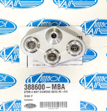 Load image into Gallery viewer, Vintage Air 4 Way Diamond Bulkhead #6 &amp; #10 Male O-Ring 388600-MBA