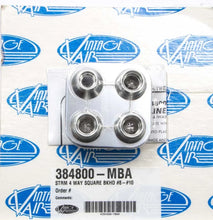 Load image into Gallery viewer, Vintage Air 4 Way Square Bulkhead #8 and #10 O-Ring 384800-MBA