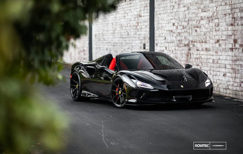 Vossen x Novitec NF10 22x12 ET:33 Gloss Black Ferrari 488 / F8 Rear Wheel - Side View