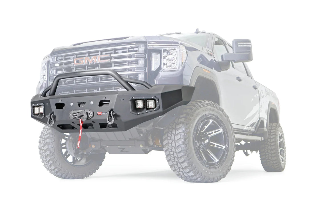Warn ASCENT HD BUMPER WITH PRERUNNER GUARD 107179 fits 2020-2021 GMC Sierra 2500 Hd / 2020-2021 GMC Sierra 3500 Hd - Side ...