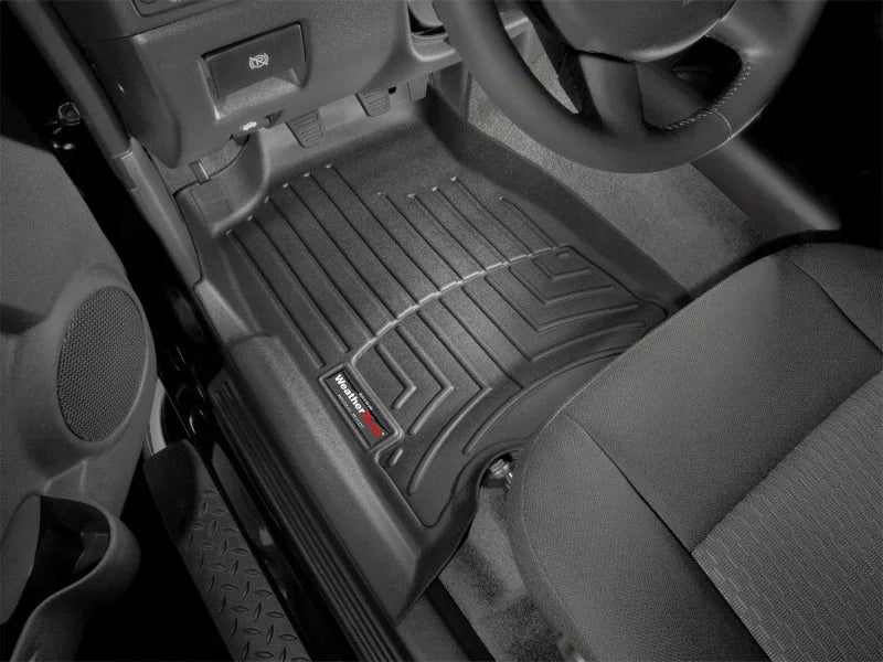 WeatherTech 04+ GMC Canyon Ext Cab Front FloorLiner - Black - Installation View