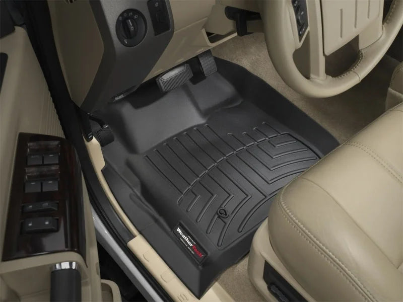 WeatherTech 08-10 Ford F250/F350/F450/F550 Super Duty Regular Cab Front FloorLiner - Black - Installation View