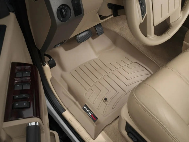 WeatherTech 08-10 Ford F250/F350/F450/F550 Super Duty Regular Cab Front FloorLiner - Tan - Installation View