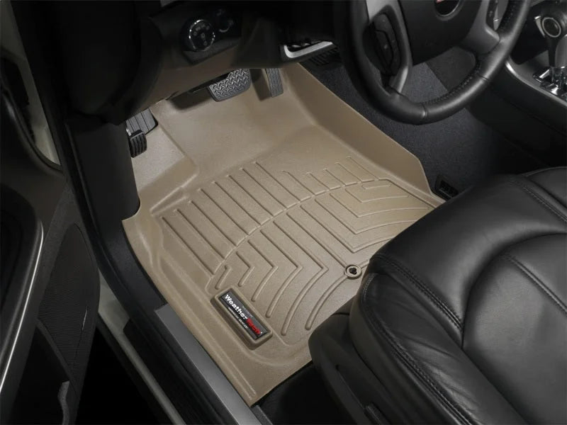 WeatherTech 08+ GMC Acadia Front FloorLiner - Tan - Installation View