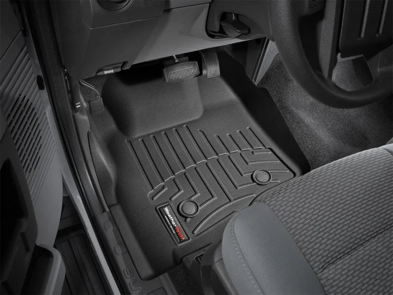 WeatherTech 11+ Ford F250/F350/F450/F550 Front FloorLiner - Black - Installation View