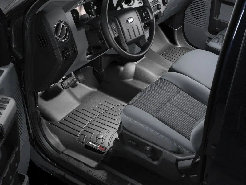 WeatherTech 11+ Ford F250/F350/F450/F550 Front FloorLiner - Black - Installation View