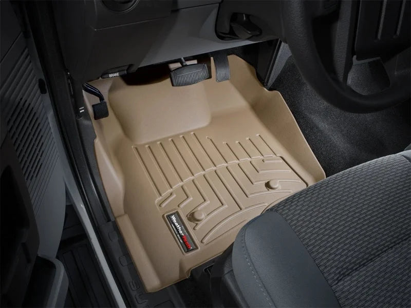 WeatherTech 11+ Ford F250/F350/F450/F550 Front FloorLiner - Tan - Installation View