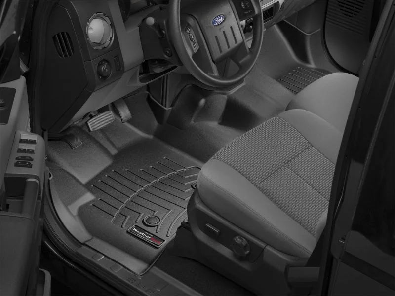 WeatherTech 12-13 Ford F250/F350/F450/F550 Front FloorLiner - Black - Installation View