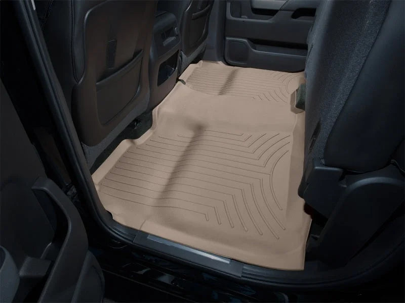 WeatherTech 14+ Chevrolet Silverado Rear FloorLiner - Tan - Installation View