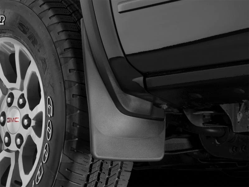 WeatherTech 14+ GMC Sierra/Sierra Denali No Drill Mudflaps - Black - Installation View